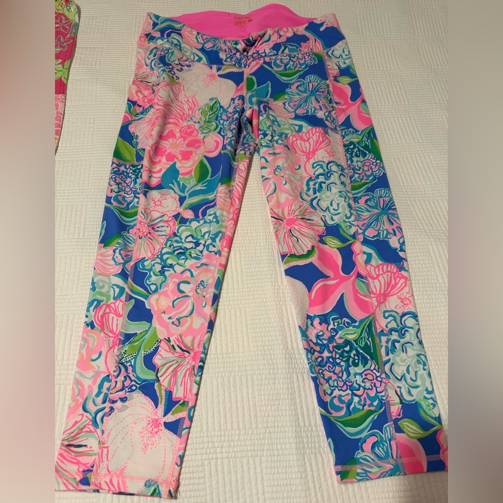 Lilly Pulitzer Floral Print Leggings - Pink, Blue & Green